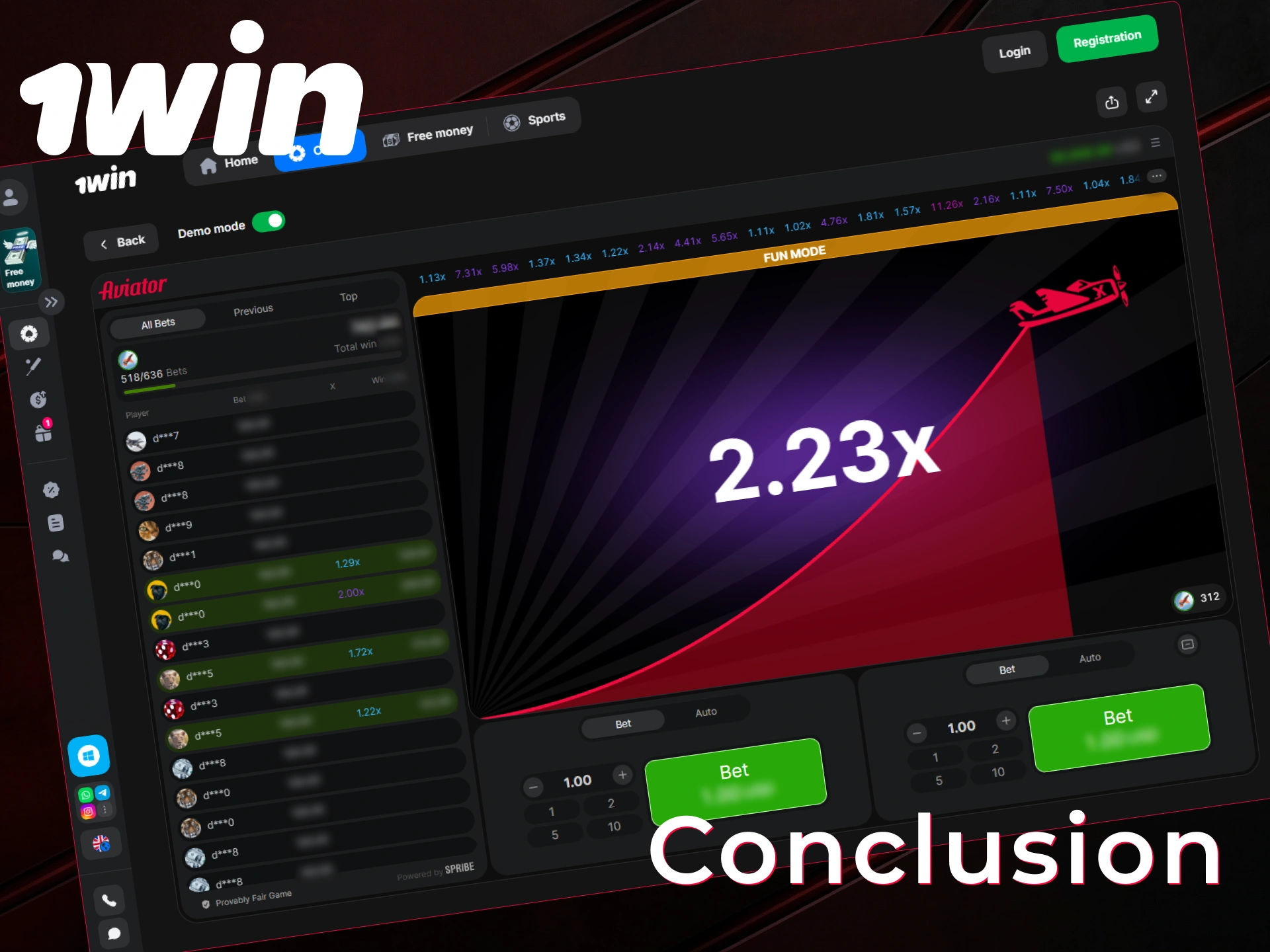 Read our expert conclusion about playing Aviator on 1win official site.