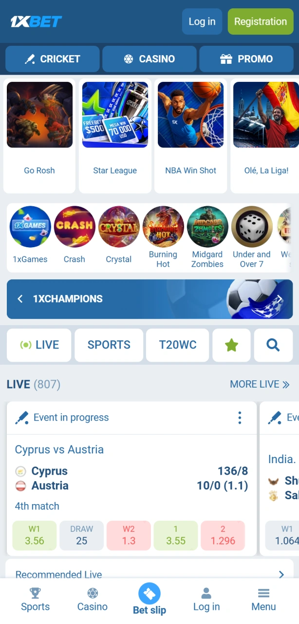 Open the 1xBet Application to start playing the Aviator game.