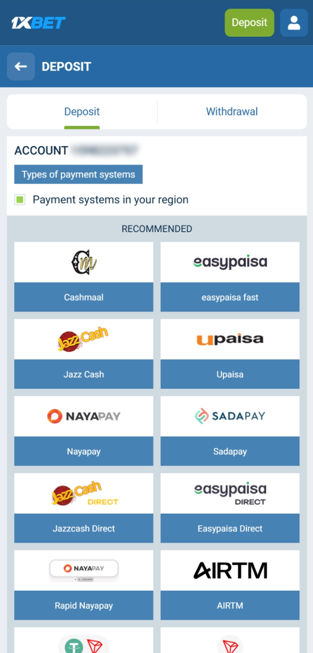 Make a deposit at 1xBet to play the Aviator crash game.