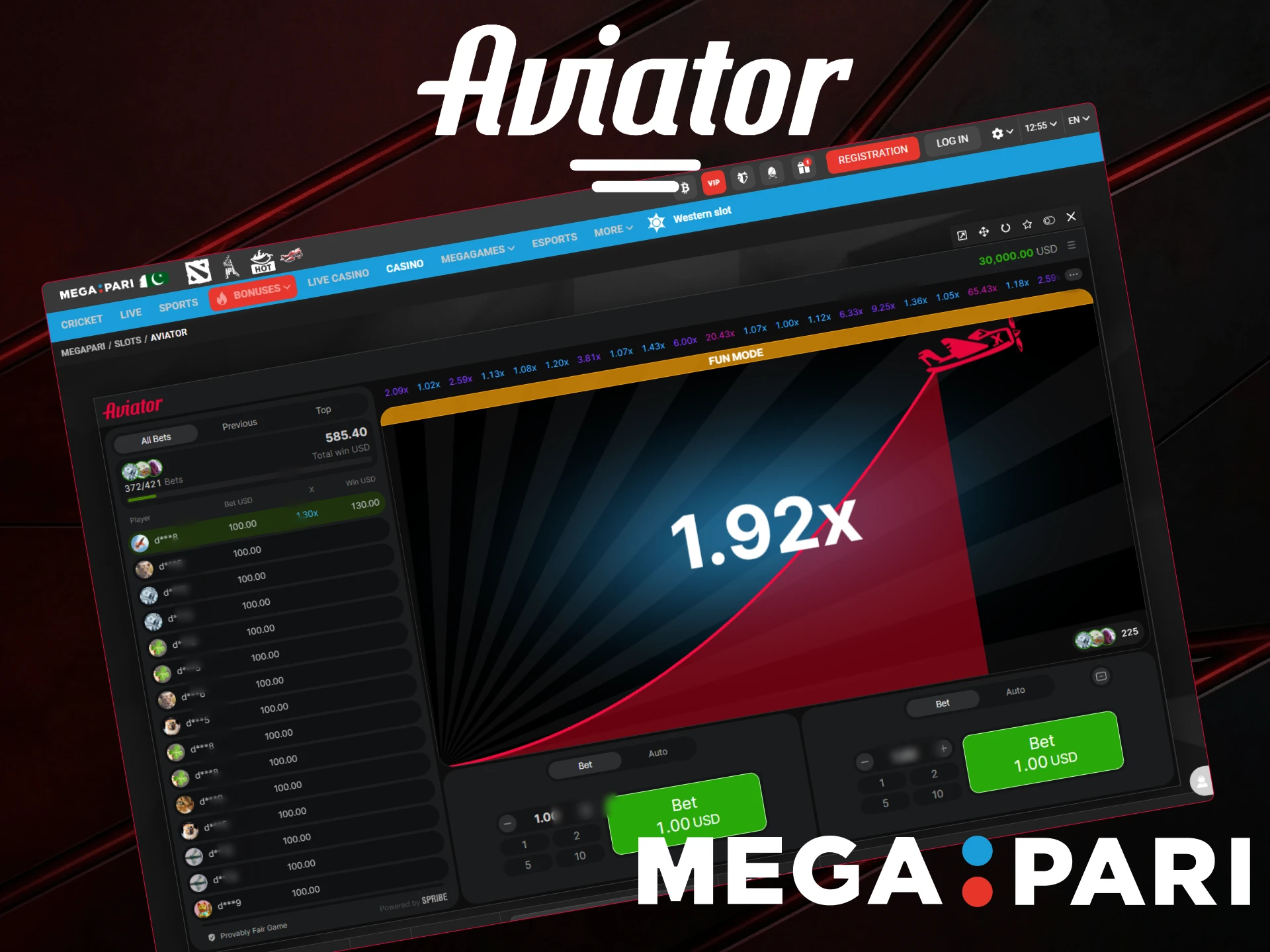 Play the Aviator game on the official MegaPari site in Pakistan.