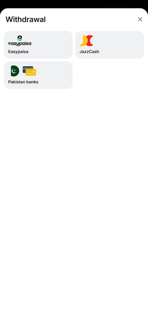 Select your preferred payment method for secure Aviator payouts.